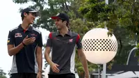 Sean Gelael mengaku punya cerita menarik bersama Antonio Giovinazzi jelang sesi latihan bebas F1 GP Singapura di Sirkuit Marina Bay, Jumat (15/9/2017). (Toro Rosso)