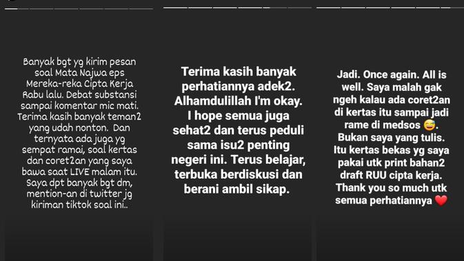Klarifikasi Najwa Shihab Soal Viral Tulisan Minta Tolong Yang Bikin Netizen Panik News Liputan6 Com