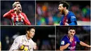 Berikut ini top scorer sementara La Liga musim 2017/2018 hingga pekan ke-27. Lionel Messi masih teratas dengan torehan 23 gol. (Kolase foto-foto AP dan AFP)