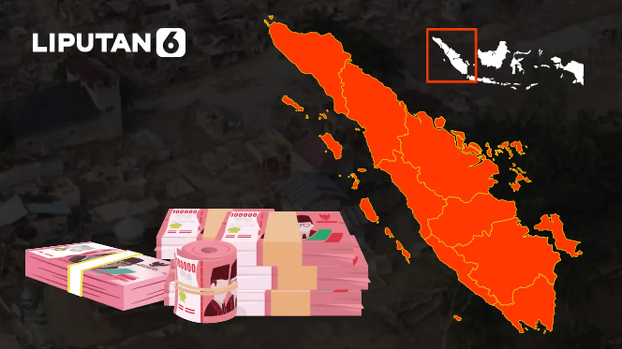 Banner Infografis Biaya Perbaikan Dampak Banjir Sumatera.