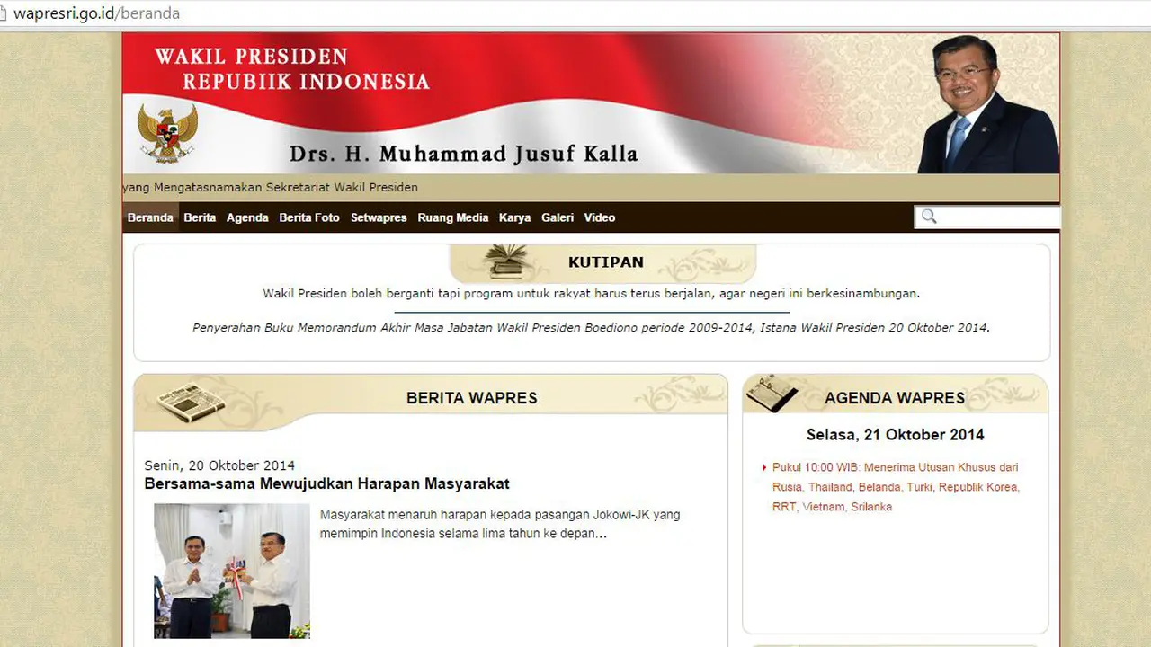 Ups, Mantan Wapres Boediono Masih Eksis di Situs Wapresri.go.id