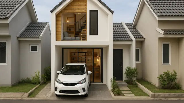 Model Rumah Dengan Garasi Mobil di Perumahan/Ilustrasi gambar oleh AI