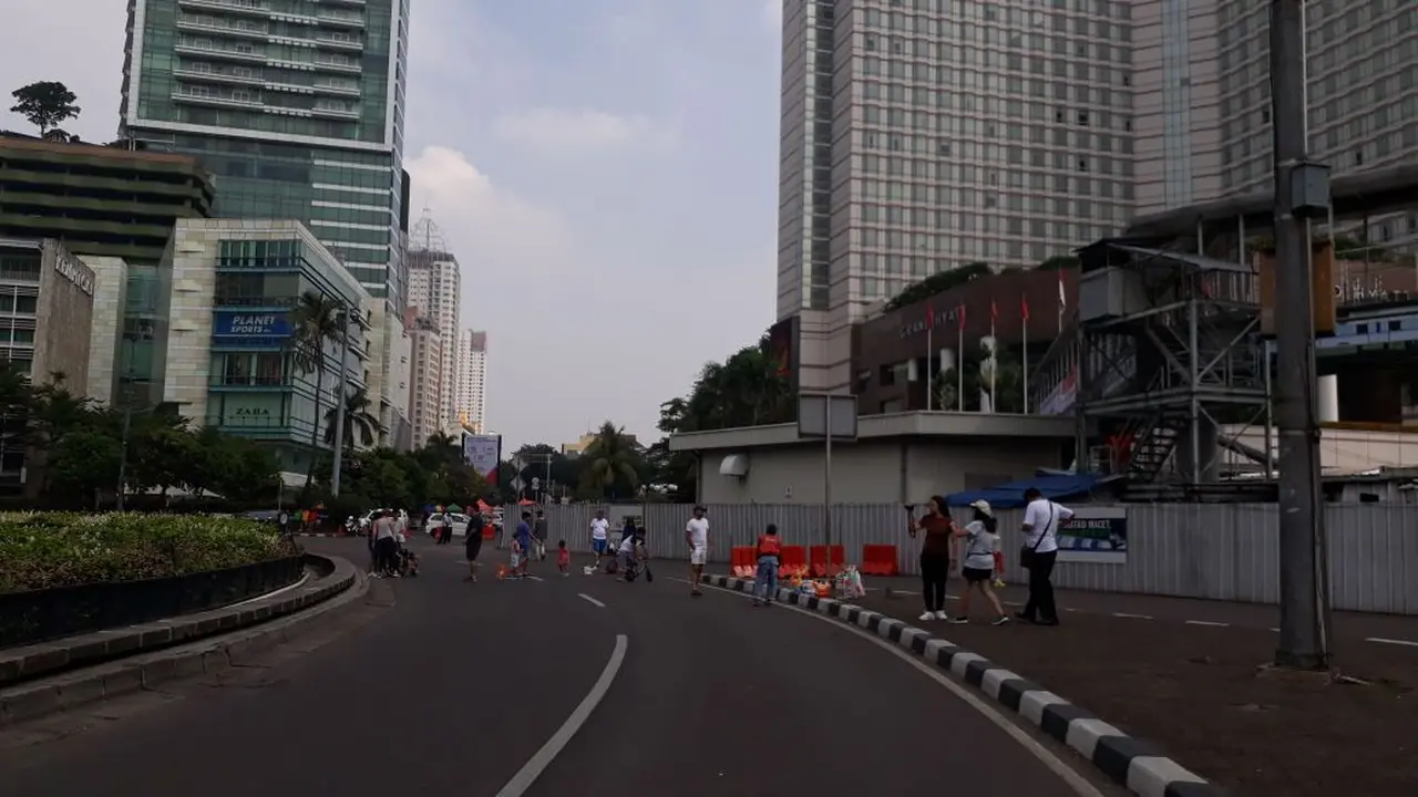 Suasana car free day (CFD) di sepanjang Jalan Jenderal Sudirman- MH Thamrin pada Minggu (27/5/2018) sepi pengunjung. (Liputan6.com/Lizsa))
