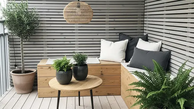 Perpaduan warna untuk teras kecil ala Scandinavian. (Image by Gemini)