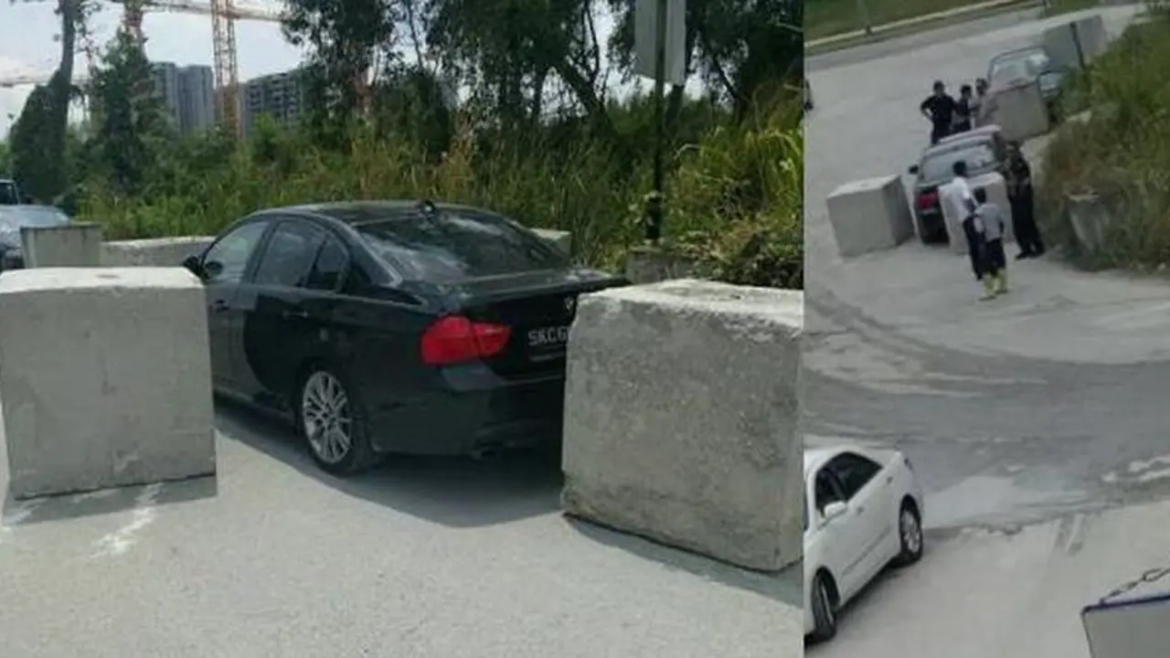 BMW Seri 3 Ditutupi Beton Akibat Hambat Pekerjaan Konstruksi