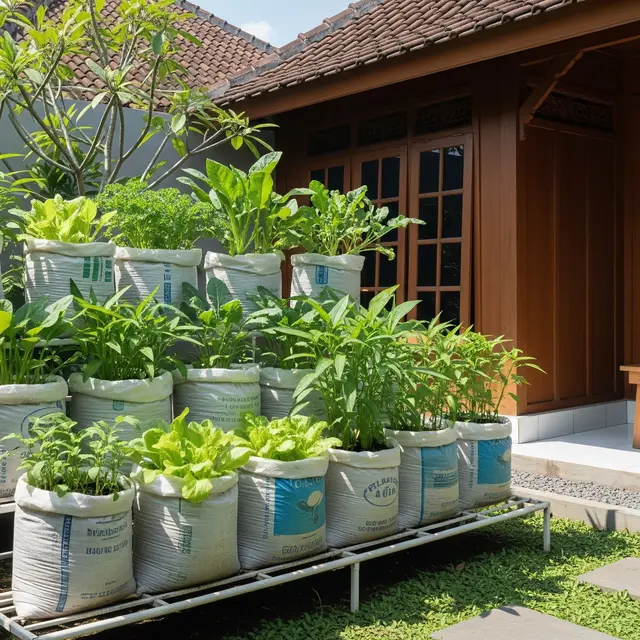 9 Ide Kebun Sayur Sederhana di Samping Rumah Pakai Karung Beras, Praktis dan Hemat Lahan