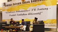 Seminar polemik rokok konvensional dengan tema sosialisasi rekomendasi NU tentang produk tembakau alternatif. (Liputan6.com/Dian Kurniawan)