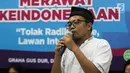 Mantan terpidana teroris Kurnia Widodo memberi penjelasan terkait teroris dalam diskusi di DPP PKB, Jakarta, Minggu (23/7). Diskusi bertemakan "Merawat Keindonesiaan Tolak Radikalisme, Lawan Intoleransi". (Liputan6.com/Faizal Fanani)