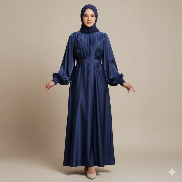 Model Gamis Modern Bahan Satin. Gemini