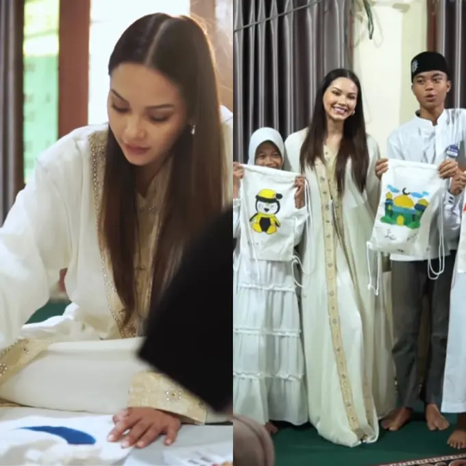 Alyssa Daguise Dibalut Kaftan Putih Saat Rayakan Ulang Tahun ke-26 Bersama Anak-anak di Panti Asuhan