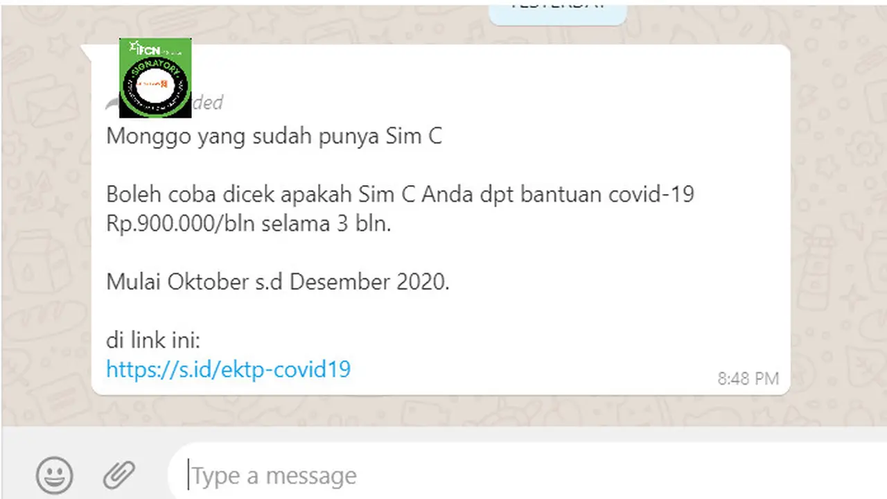 Klaim Cara Mengecek Pemilik SIM C Dapat Bantuan Covid-19