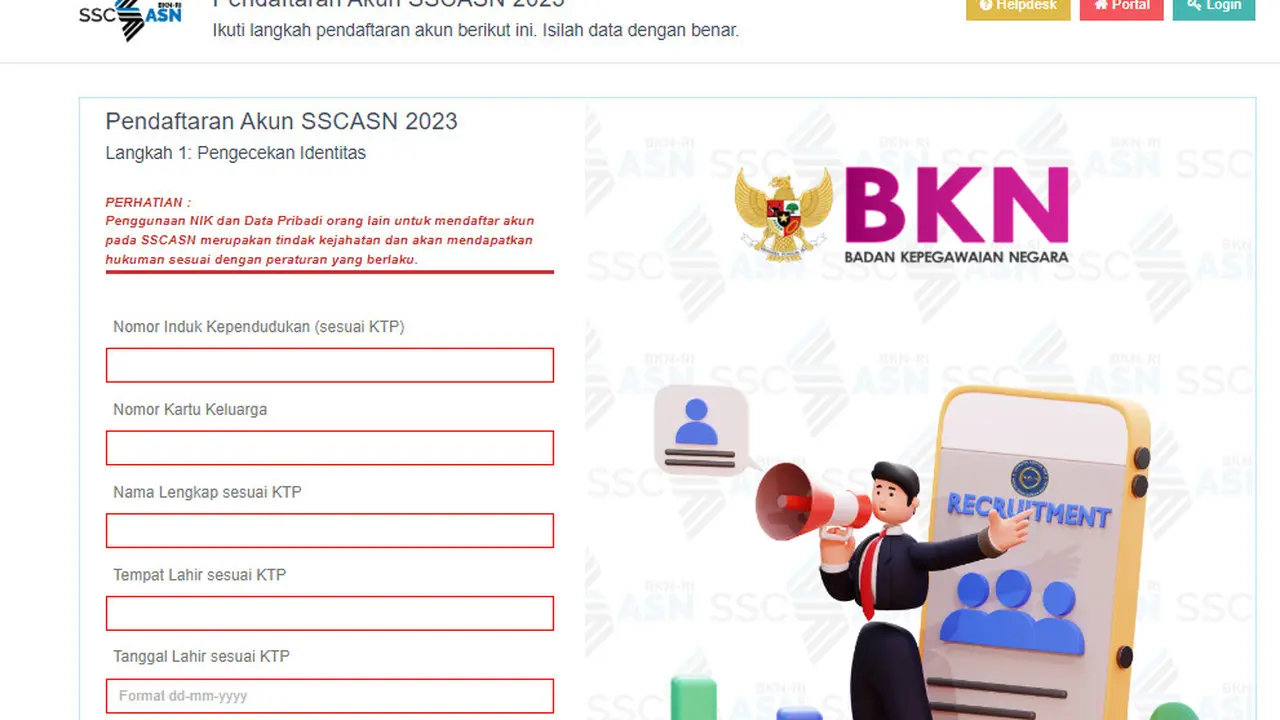 Akun daftar CPNS di SSCASN 2023