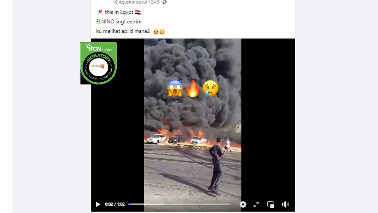 Tangkapan layar klaim video kobaran api akibat El Nino ekstrem di Mesir