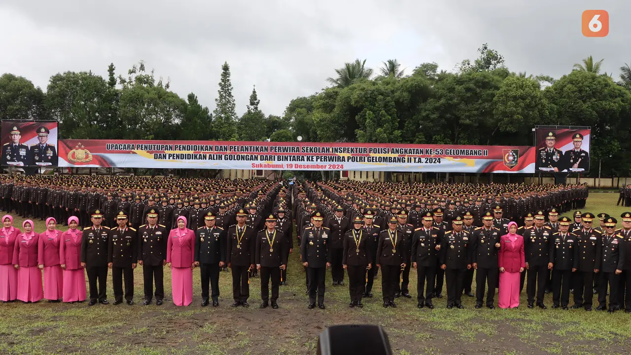 Pelantikan Perwira Baru SIP dan PAG gelombang II Tahun Angkatan 2024 di Setukpa Polri Kota Sukabumi (Liputan6.com/Fira Syahrin).