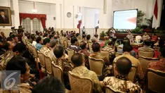 Suasana pada acara penandatanganan MoU kementerian dan institusi penegak hukum, Jakarta (28/1). MoU tersebut mengenai pengembangan sistem database penanganan perkara tindak pidana secara terpadu berbasis teknologi informasi. (Liputan6.com/Faizal Fanani)