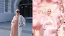 Detik-detik terakhir sebelum melahirkan, Syahrini membagikan foto OOTD bumil terakhirnya. Syahrini tampil elegan dengan dua busana berbeda, yakni dengan serba pink dan nude [@princessyahrini]
