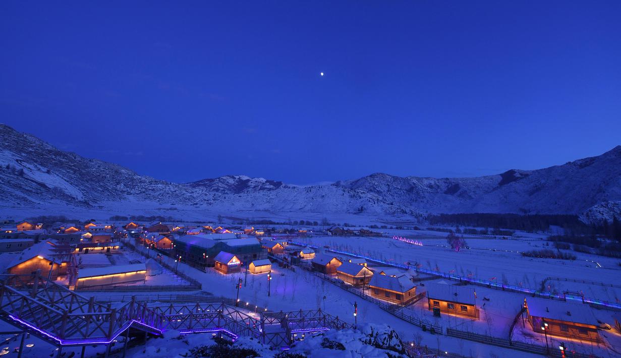 Foto Panorama Musim Dingin Desa Talat Di Xinjiang Global Liputan6 Com
