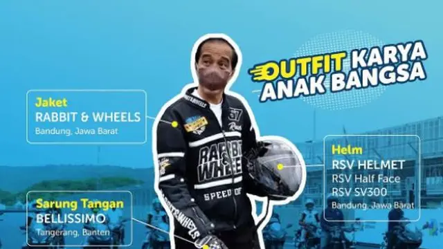 Presiden Joko Widodo atau Jokowi memamerkan outfit yang dipakai saat menjajal Sirkuit Mandalika.
