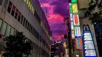 Langit ungu di Jepang (Sumber: Twitter/ara_to1)