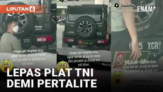 VIDEO: Maksa Isi Pertalite, Pria Ini Lepas Plat Dinas TNI