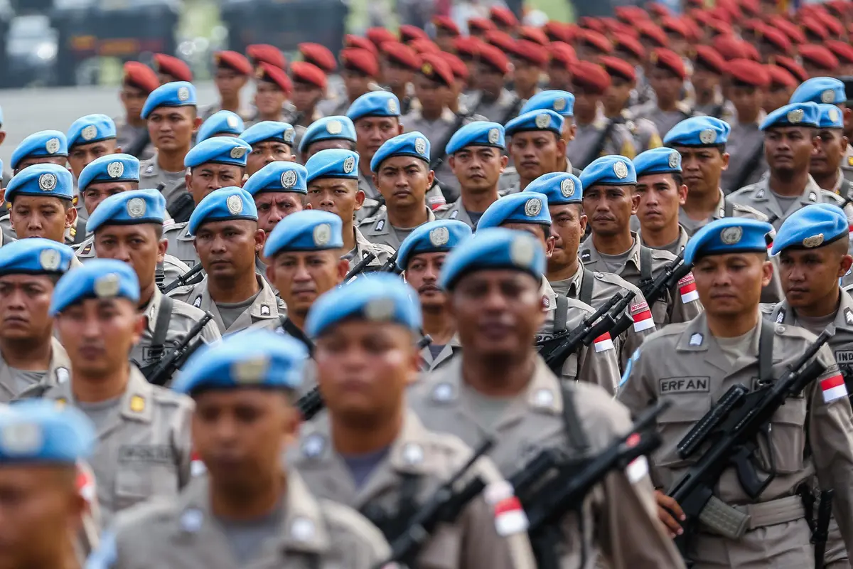 Jelang HUT Polri ke-71, Prajurit Polri Gelar Latihan di Monas