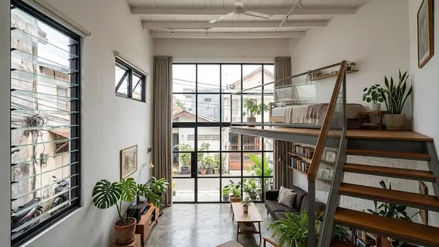 Rumah Mezzanine dengan Jendela Besar dan Ventilasi Optimal