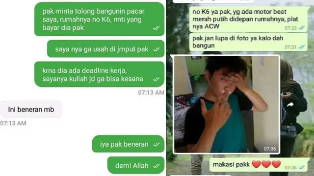 bangunin pacar pakai ojol