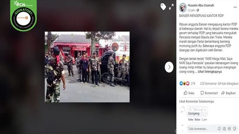 Gambar Tangkapan Layar Foto Anggota Banser di Kantor PDIP