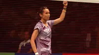 Tunggal putri Taiwan, Tai Tzu Ying  merebut gelar Indonesia Open Super Series Premier 2016 setelah mengalahkan Wang Yihan pada partai final, Minggu (5/6/2016). Tai Tzu Ying menang 21-17, 21-8. (Bola.com/Nicklas Hanoatubun)