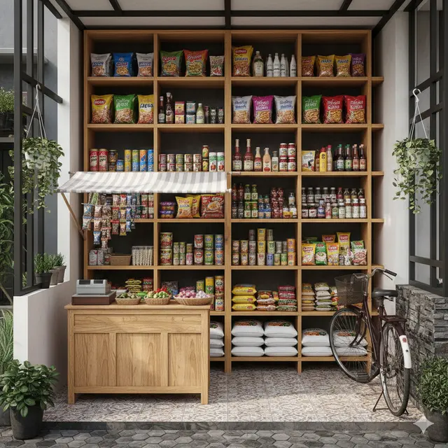 Inspirasi Warung Sembako Terbuka di Teras Rumah yang Hemat Tempat