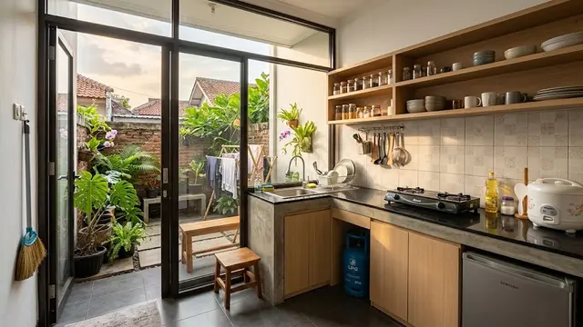 Rumah 6x8 dengan Dapur Belakang