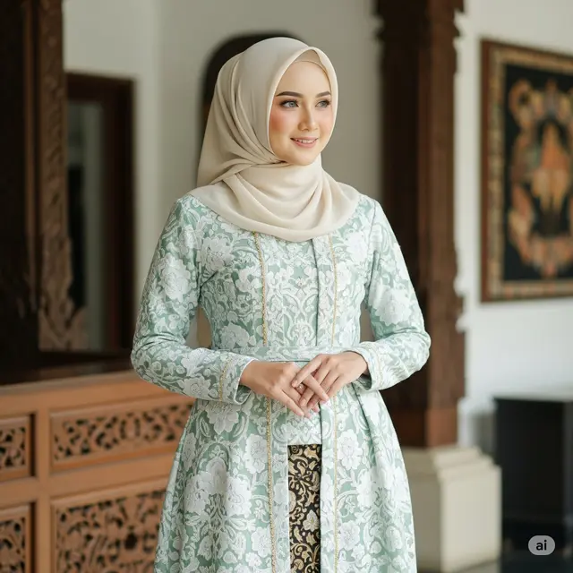 Mint Green + Brokat Putih
