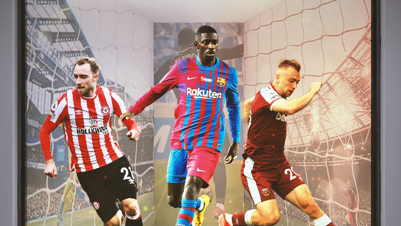 Ilustrasi - Christian Eriksen, Ousmane Dembele, Jarrod Bowen