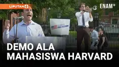 Ratusan mahasiswa Harvard menggelar aksi protes menentang kebijakan dan pernyataan Presiden Donald Trump yang dinilai rasis dan anti-kebebasan akademik.
