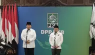 Ketua Umum Partai Kebangkitan Bangsa (PKB) Muhaimin Iskandar alias Cak Imin bertemu dengan presiden terpilih 2024-2029 Prabowo Subianto di Kantor DPP PKB, Jakarta, Rabu (24/4/2024). (Merdeka.com/Alma Fikhasari)