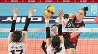 Giovanna Milana menjadi satu dari dua pemain asing yang dimiliki Daejeon Jungkwanjang Red Sparks pada musim 2023/2024 selain Megawati Hangestri. Outside hitter asal Amerika Serikat berusia 25 tahun ini didatangkan berbarengan dengan Megawati Hangestri pada awal musim 2023/2024 dari klub Italia, CDA Talmassons. (Instagram@red_sparks)