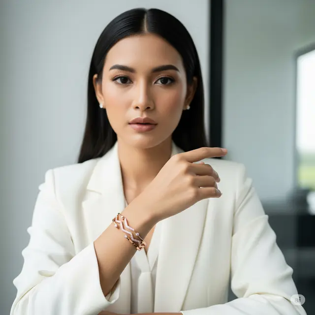 Model Gelang Rose Gold Biar Penampilan Lebih Girly Tanpa Terlihat Tua (Image by Gemini AI)