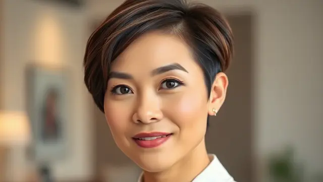 Pixie Cut Modern dengan Poni Samping