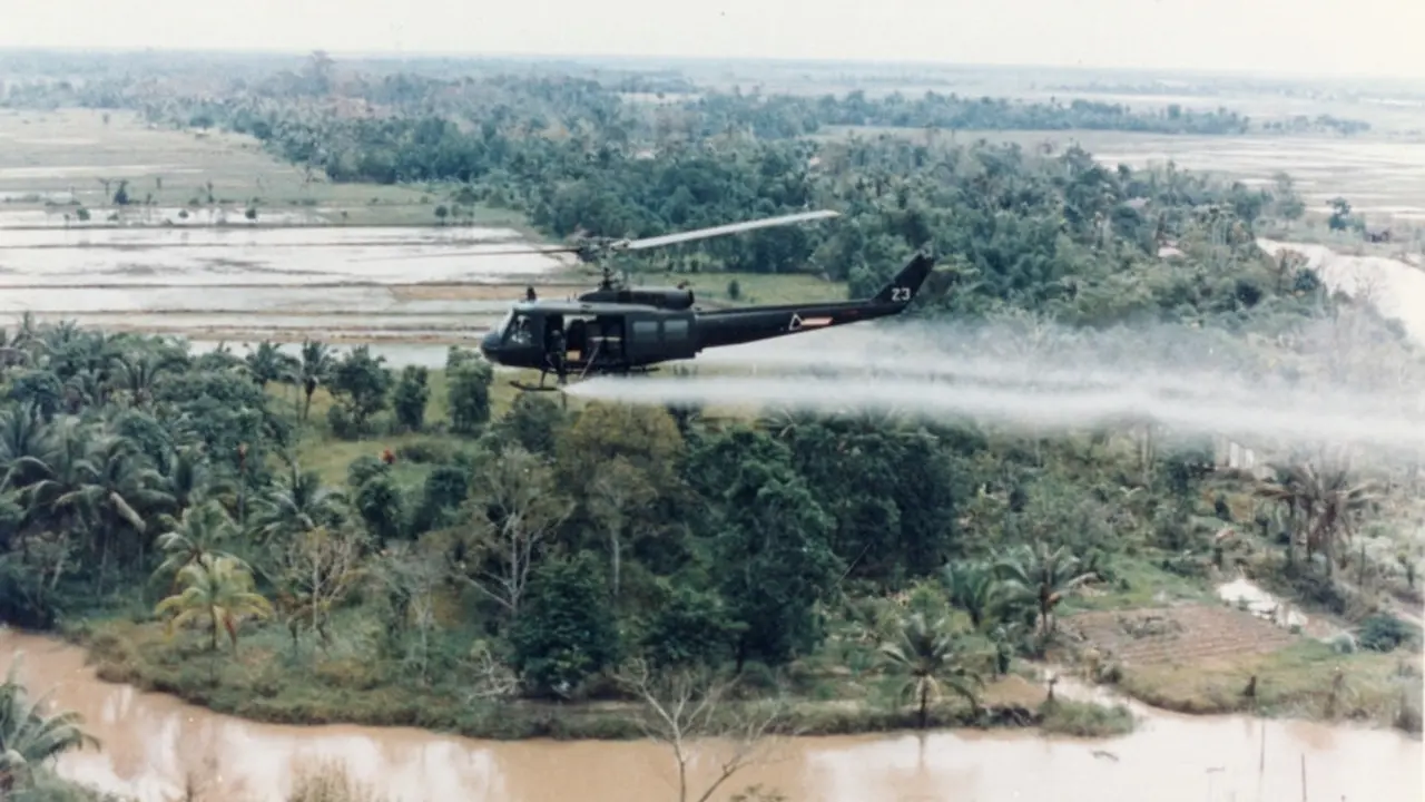 Helikopter militer AS menyemprotkan Agent Orange pada Perang Vietnam (US Army / Wikimedia / Creative Commons)