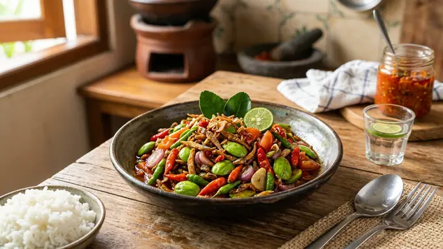 Resep Tumis Petai Teri Pedas. Foto: AI Generated