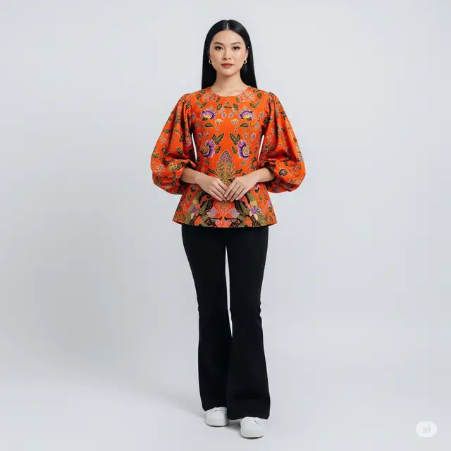 8 Model Atasan Batik Wanita Lengan Balon yang Trendy dan Elegan