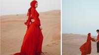 Dinda Hauw dan Rey Mbayang di padang pasir Dubai (Foto: Instagram/@dindahw)