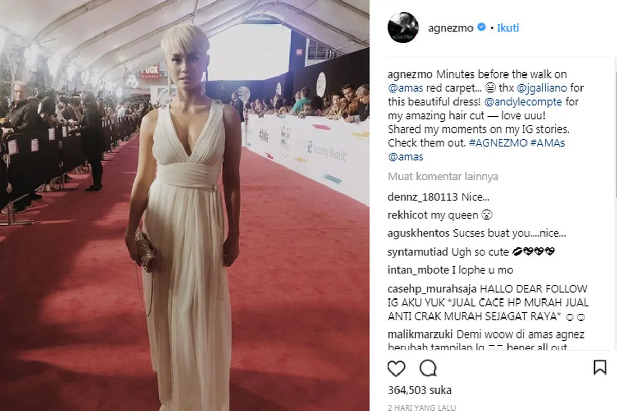 Agnezmo Tampil Feminin di American Music Awards 2017