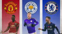 Premier League - Pemain Jamie Vardy, Marcus Rashford, Christian Pulisic (Bola.com/Adreanus Titus)