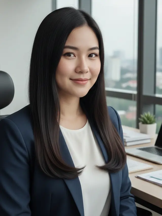 Model Rambut Wanita Panjang Lurus untuk Wajah Bulat (Foto: Gemini AI)
