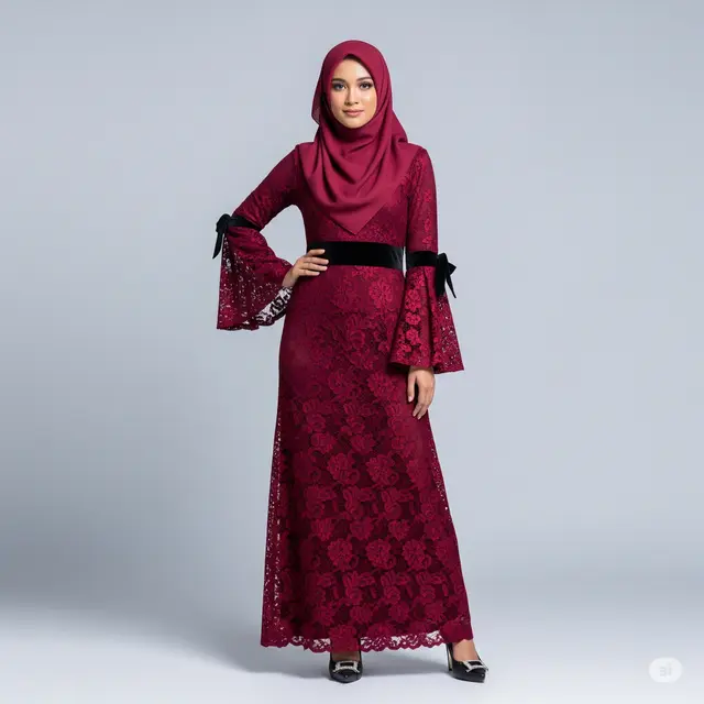 Tren Long Dress Brokat Muslim Terkini.