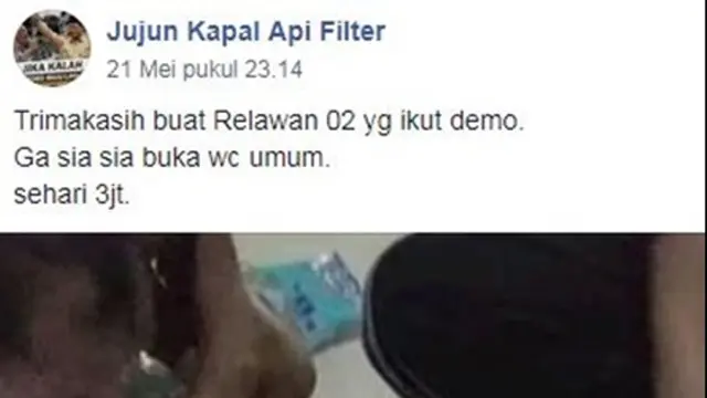 Pria Ini Dapat Untung Rp 3 Juta Buka WC Umum Saat Aksi Demo 22 Mei
