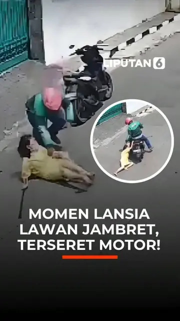 Momen Lansia Lawan Jambret, Terseret Motor!