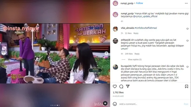 Jawaban Nagita Slavina terkait kabar perselingkuhan Raffi Ahmad bersama Nita Gunawan