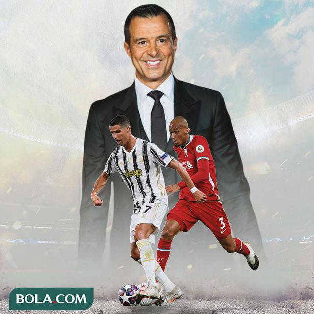 Ilustrasi - Jorge Mendes, Cristiano Ronaldo dan Fabinho